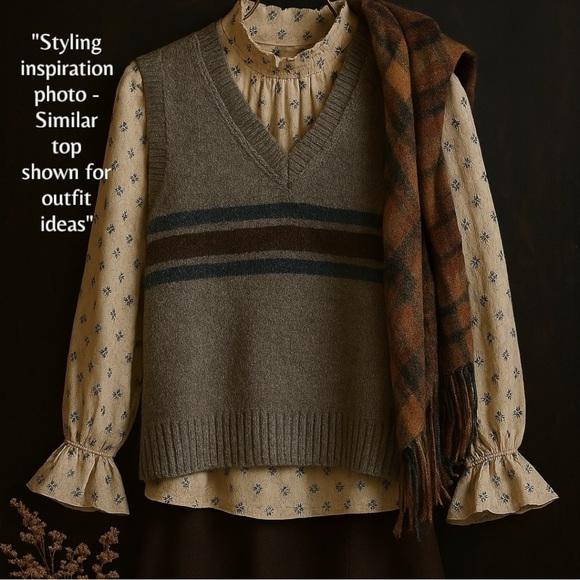 Dark Academia 90s Preppy 100% Wool Vest Size S Juniors - Picture 3 of 16